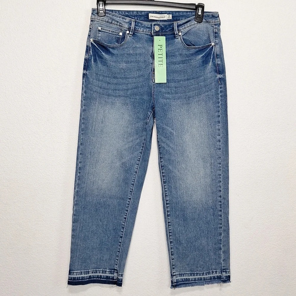 Rebecca Minkoff "NEW" Medium Wash Preppy Straight Leg High Rise Jeans Size 10P - Picture 1 of 10
